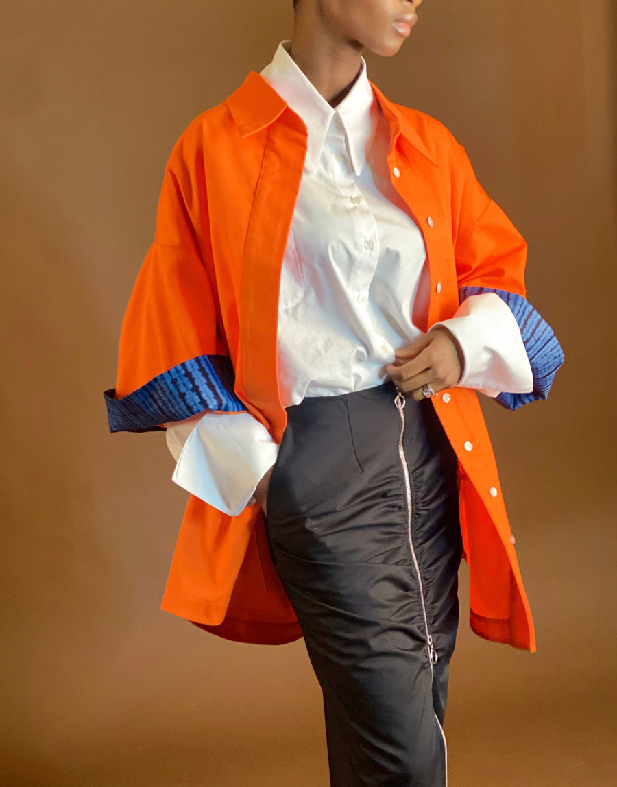 Veste chemise femme orange oversize Fadime